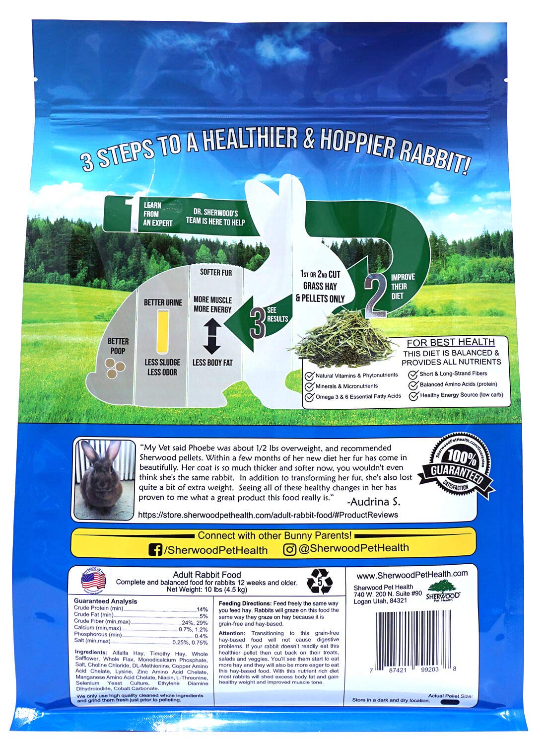 Sherwood Pet Health conejo-racion-diaria-natural para alimentación balanceada