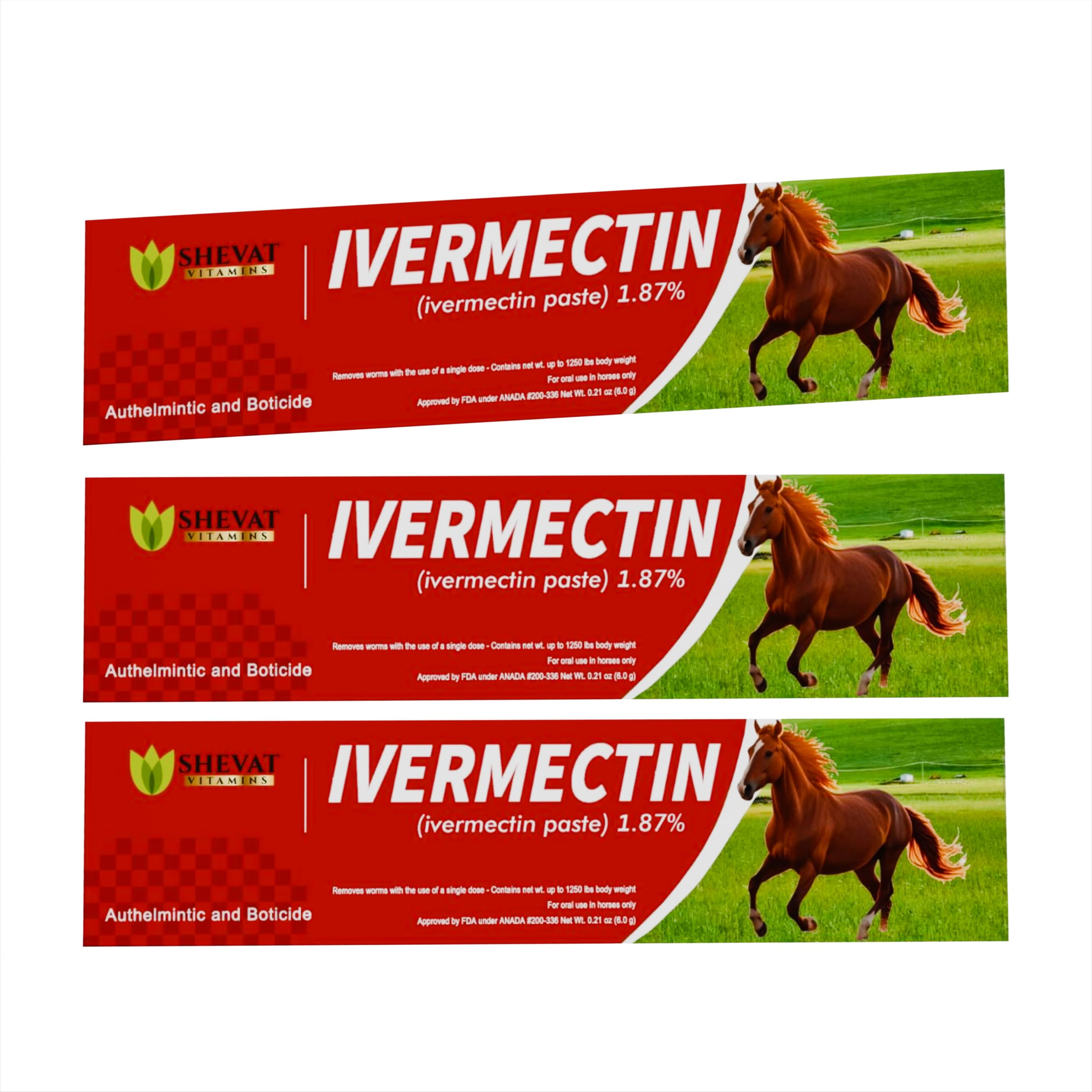 SHEVAT VITAMINS ivermectina paste con sabor a manzana, envase 6.08 g para caballos