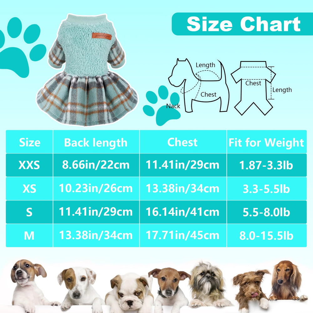 Suéter para perros, tallas XXS a M, diseño verde a cuadros.