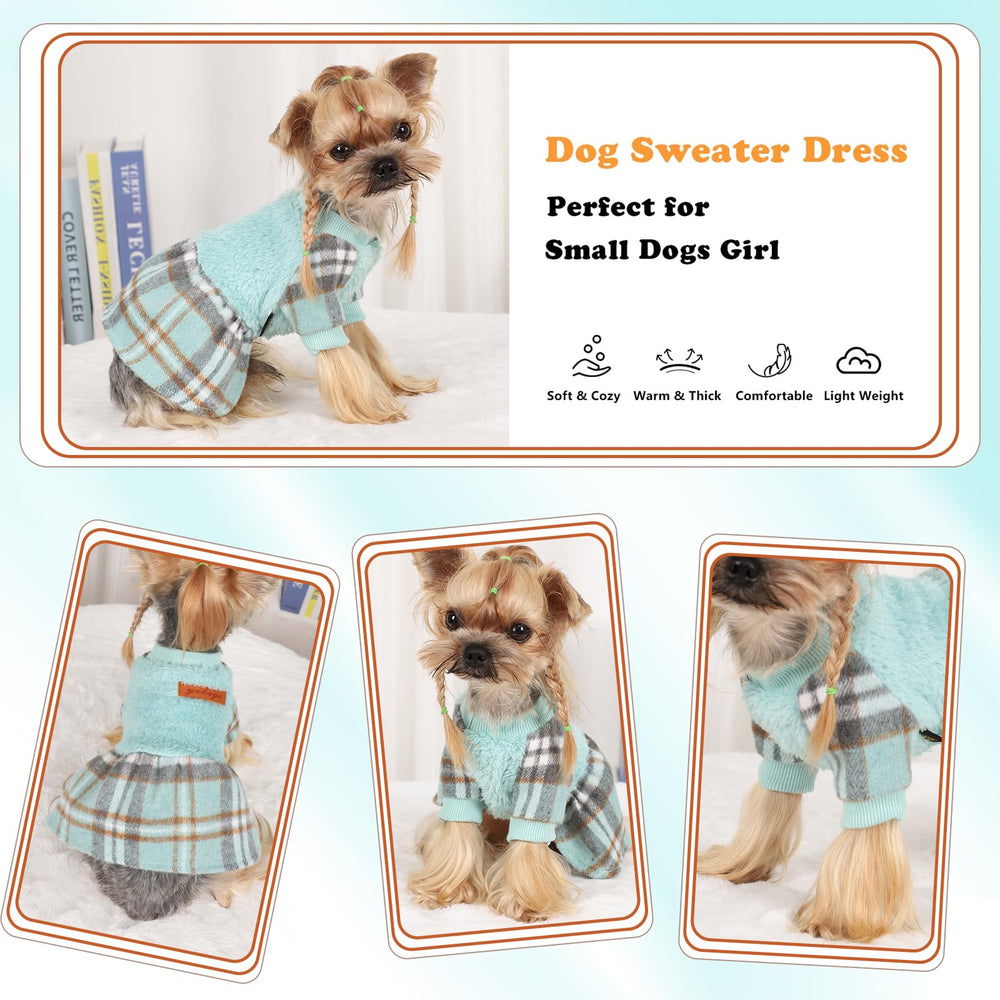 Tejido felpa verde con cuadros para perros, ideal para paseos invernales.