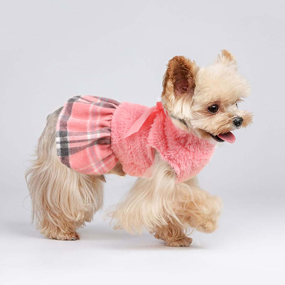 Vestido para perro en cuadros rosados de Shifenmei, cómodo para paseos.