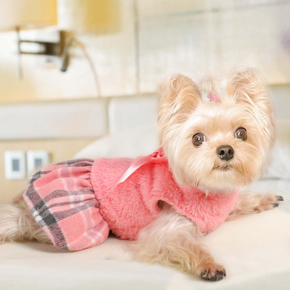 Vestido para perro con lazo de Shifenmei, rosado, cómodo y suave.