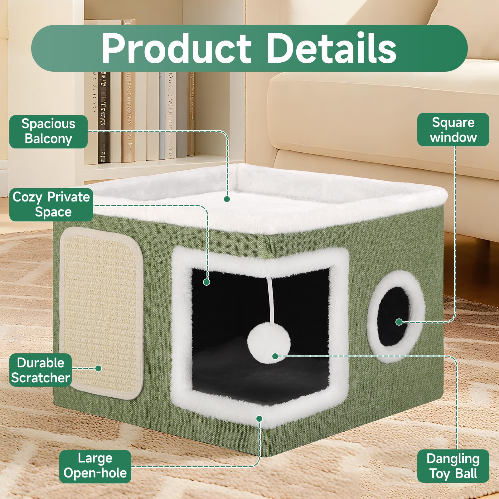 Cama Shikha para gatos interior: capacidad de 30 libras para gatos grandes.