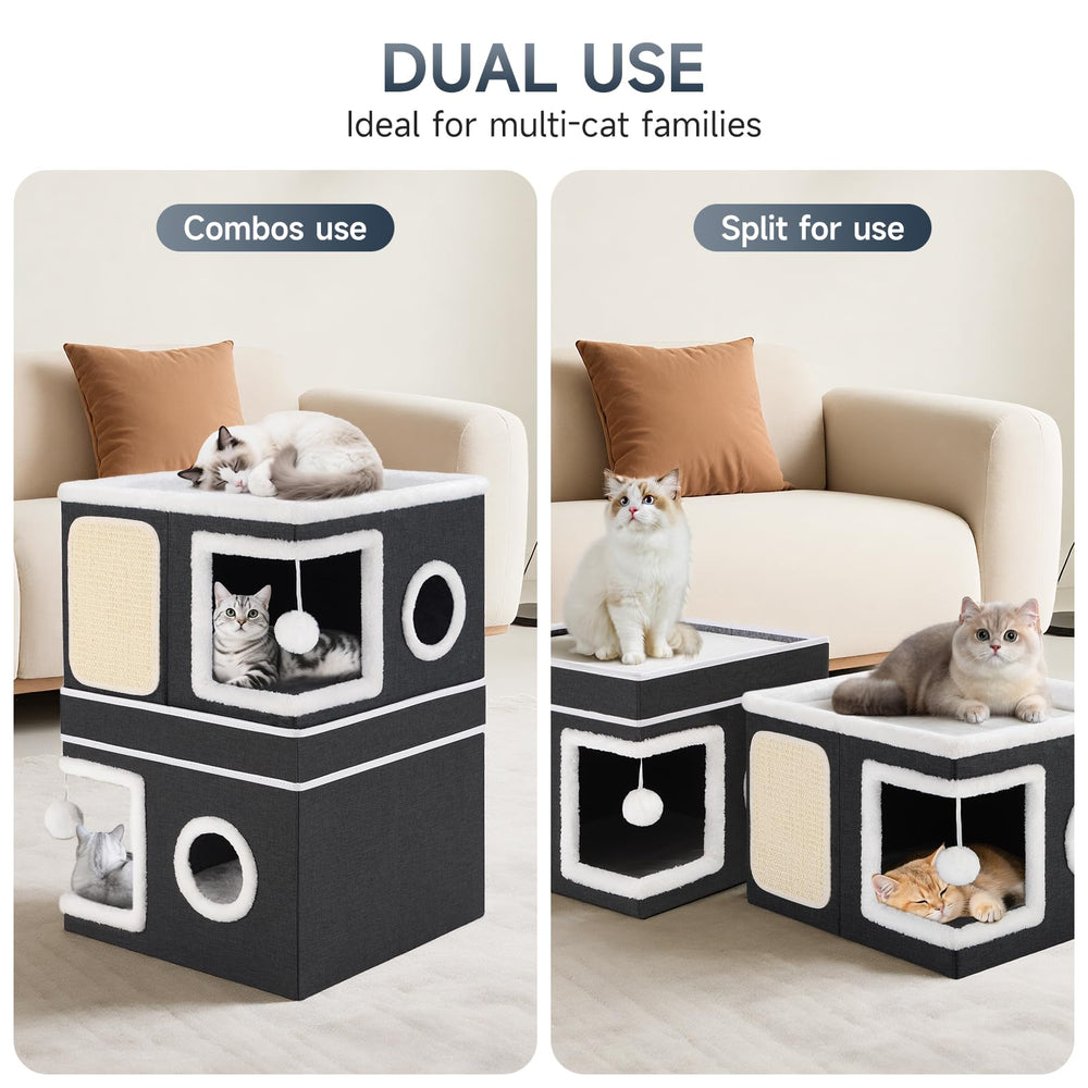 Shikha condos-gatos-ocultos-espacio, refugio privado para múltiples felinos.