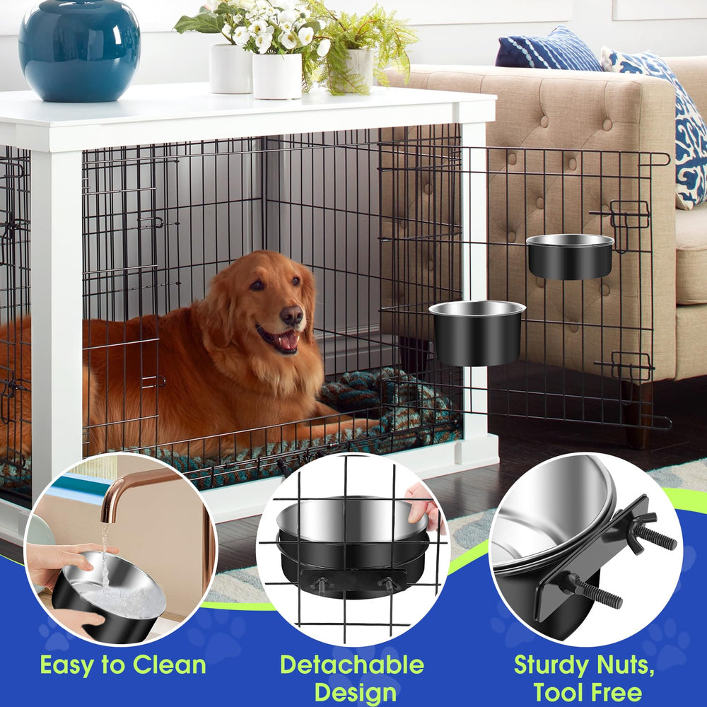 Acero inoxidable ShineMe, cuencos duraderos para jaula de perro.