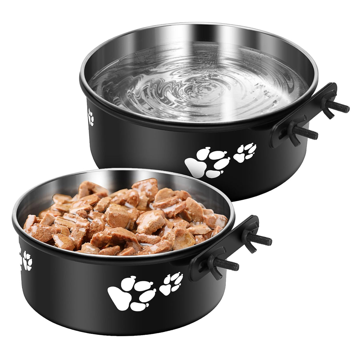 ShineMe comederos jaula perros 2 pack para comer y beber sin desorden.