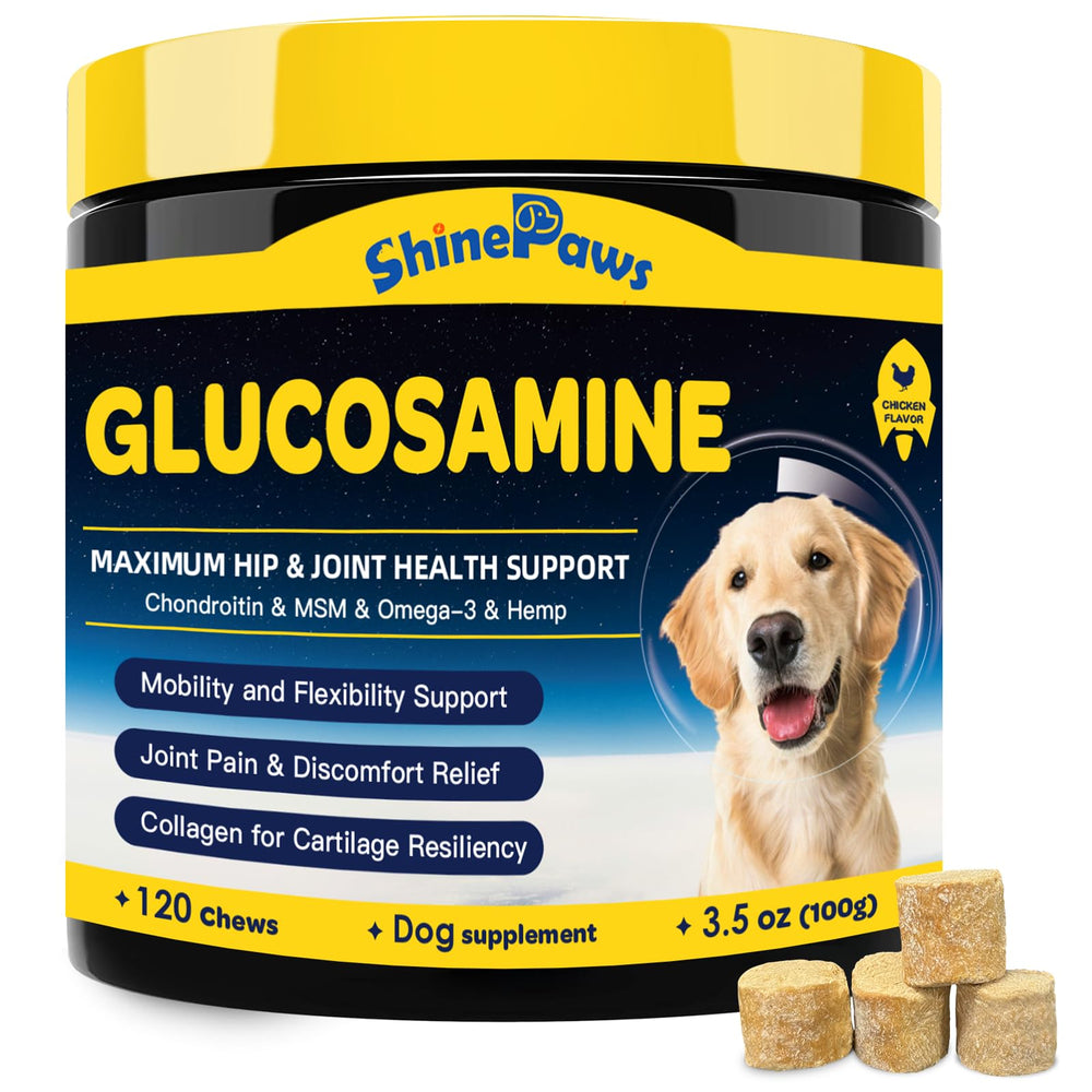 SHINEPAWS glucosamina para perros: mordiscos crujientes para movilidad diaria