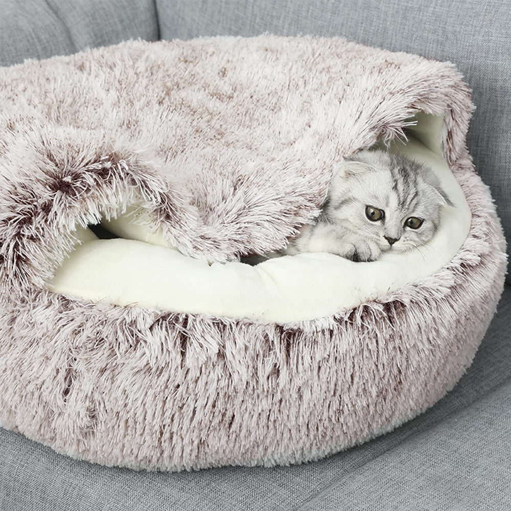 ShinHye cama gato pelo sintético suave, calienta y acoge al dormir