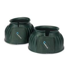 Shires botas sobrealcance verdes, vista frontal, protección segura para entrenamientos.