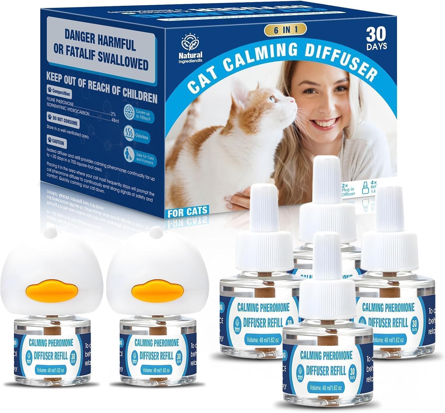 SHIUMORE difusor de feromonas para gatos 6en1 para un ambiente más tranquilo