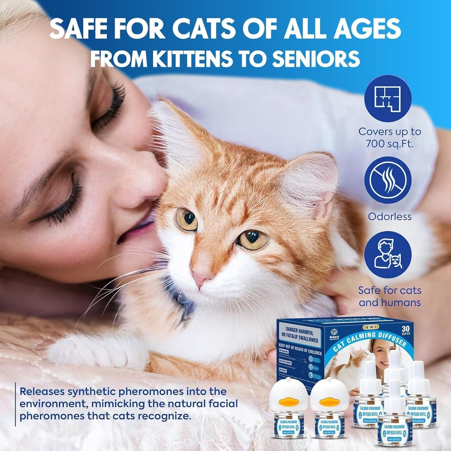 SHIUMORE kit 6en1 difusor para control del estrés en gatos
