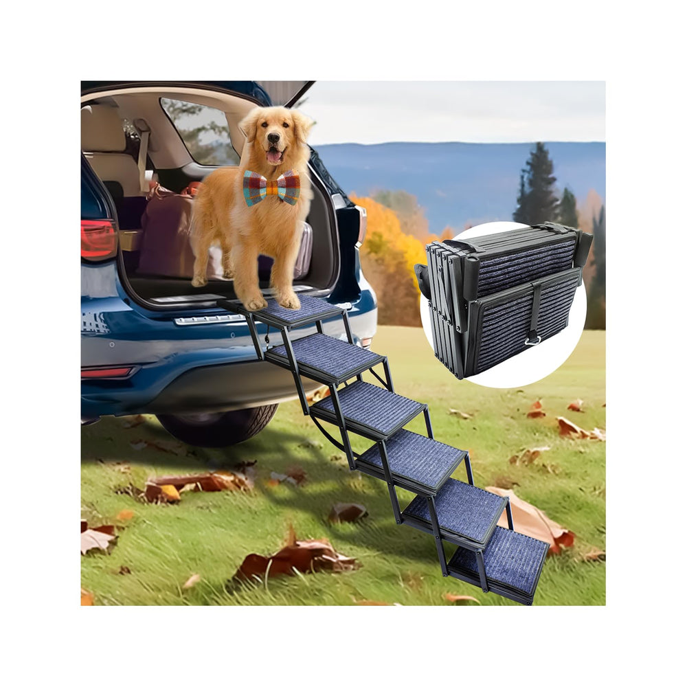SHUNLONG escalera para perros coche plegable ofrece acceso seguro para viajar.
