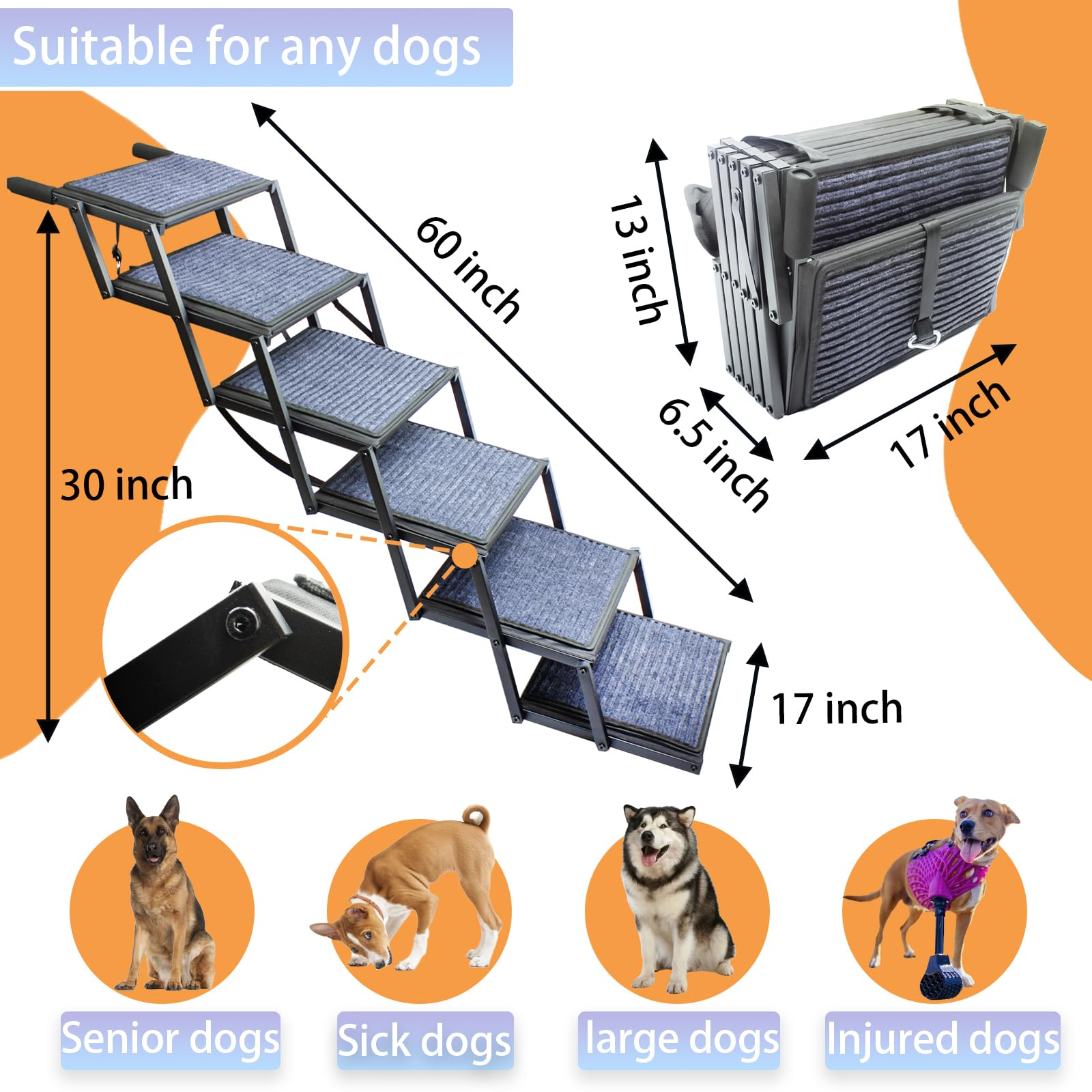 SHUNLONG escalera plegable facilita almacenamiento en casa o coche.