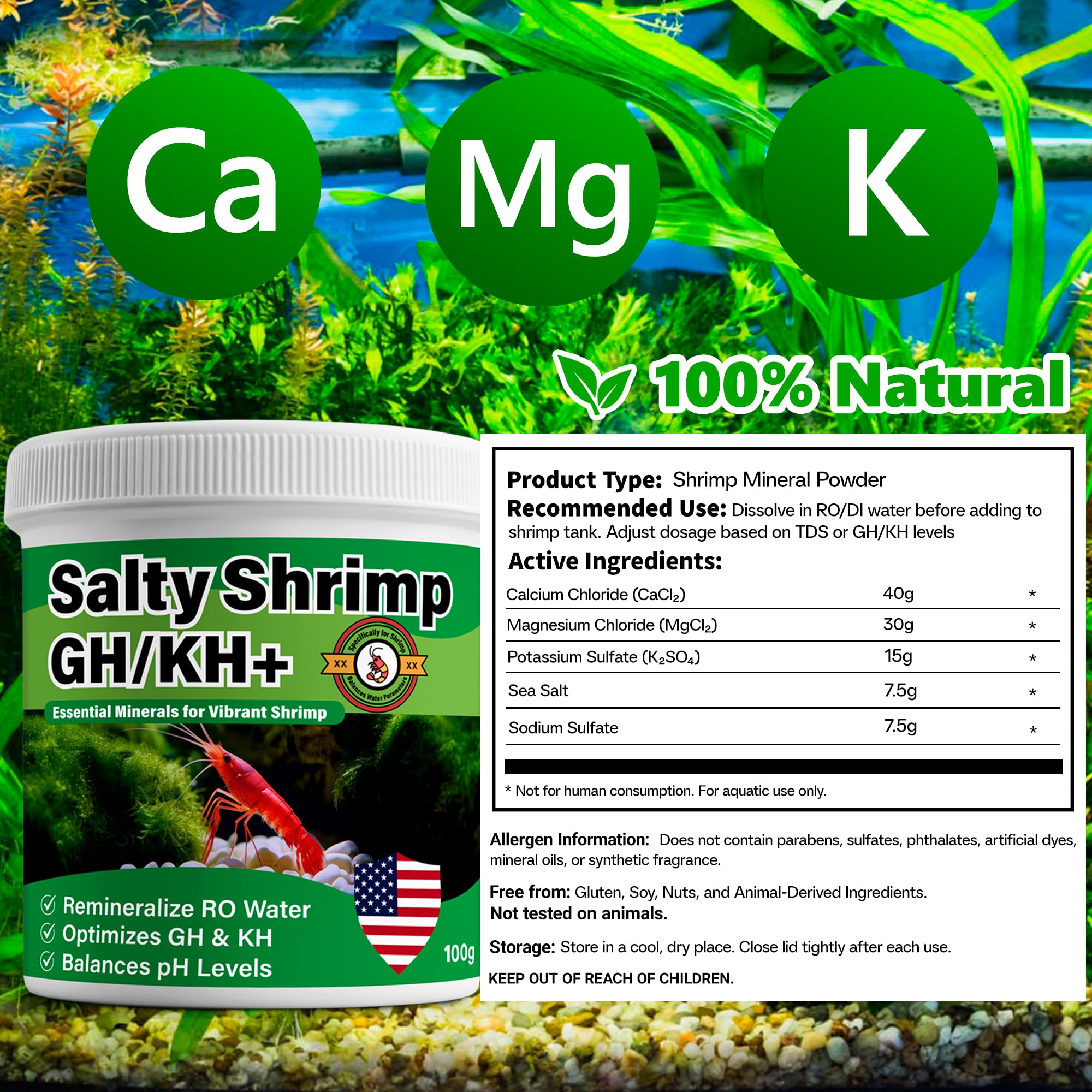 Tanque más saludable con Salty Shrimp GH/KH+, colores más vivos.