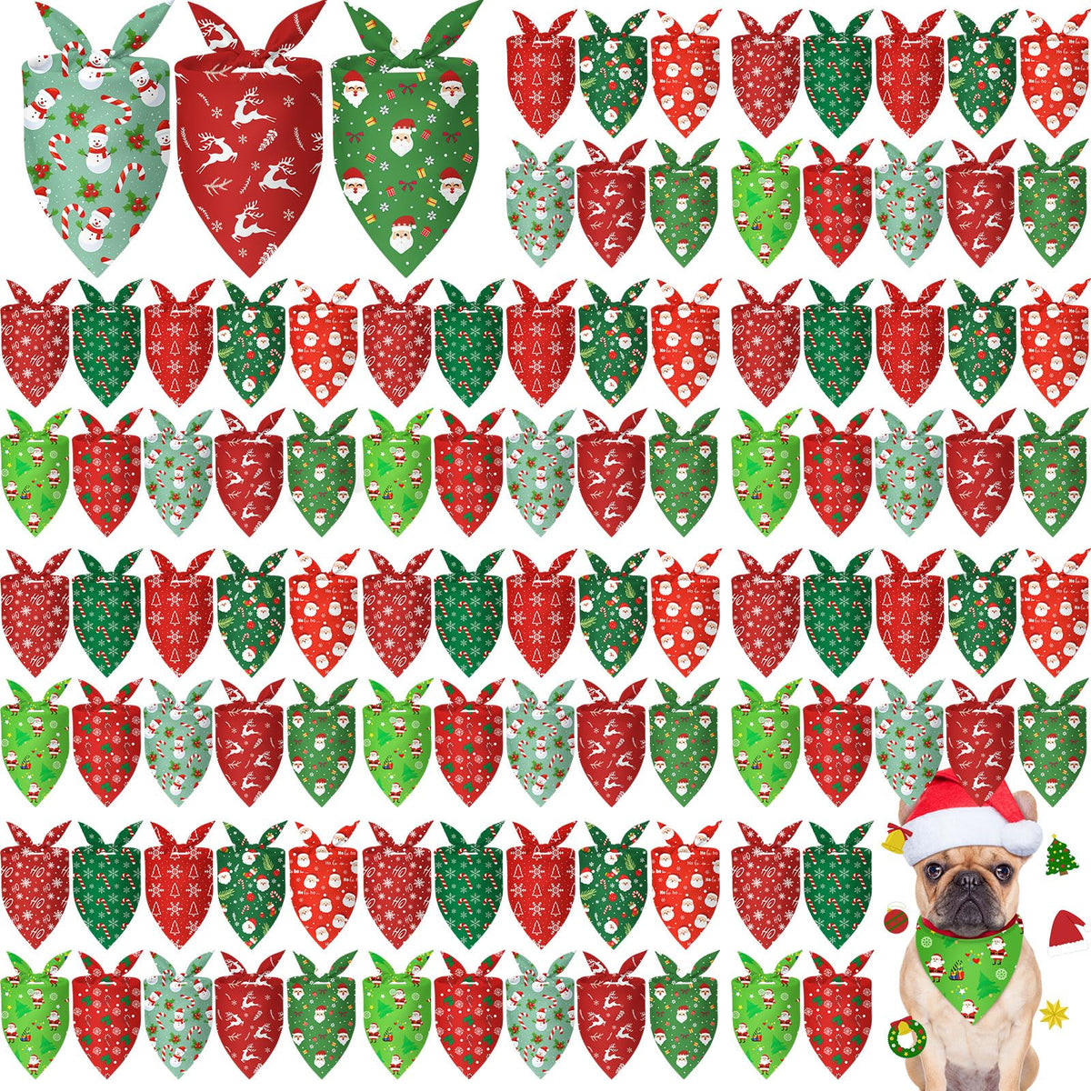 Shyyween bandana navideña para perro con Santa, ideal para fiestas y fotos.