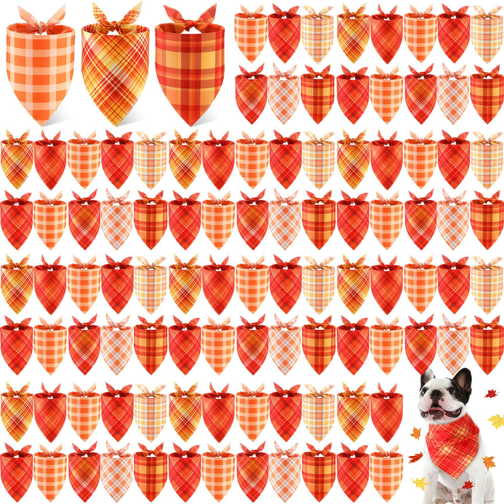 Bandanas Shyyween para perros con diseño caida en cuadros otoñales.