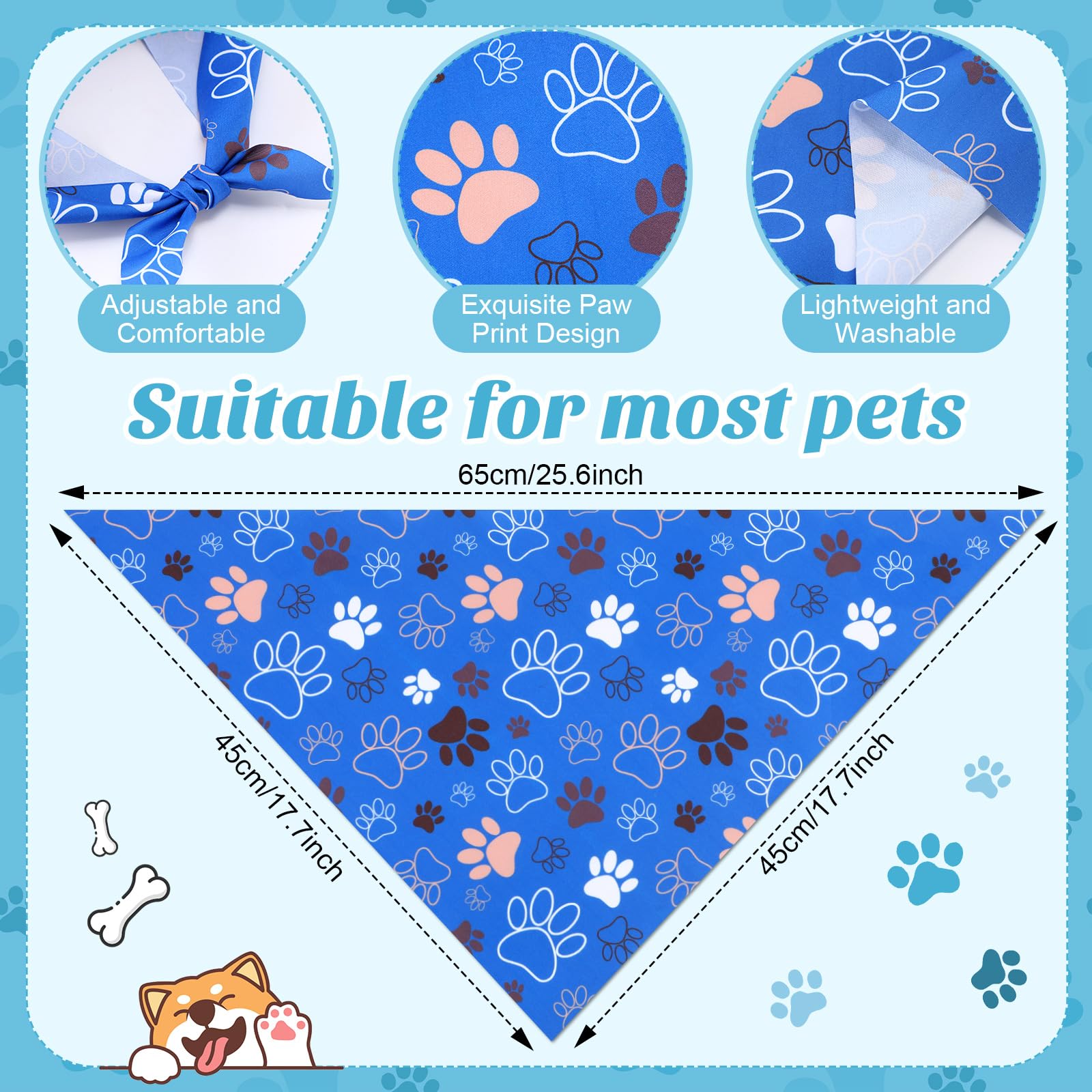 Shyyween bandanas de 65x45 cm, ajustables para la mayoría de perros.