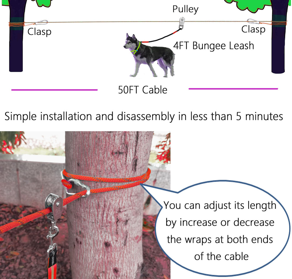 SIAELT sistema de polea para perros, ideal para camping y jardines.