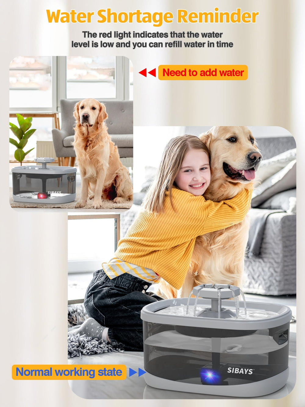 Gran capacidad de 9,5 litros para varias mascotas.