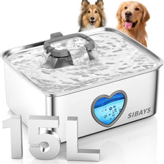 Fuente SIBAYS para perros con capacidad 15L, ideal para varias mascotas.