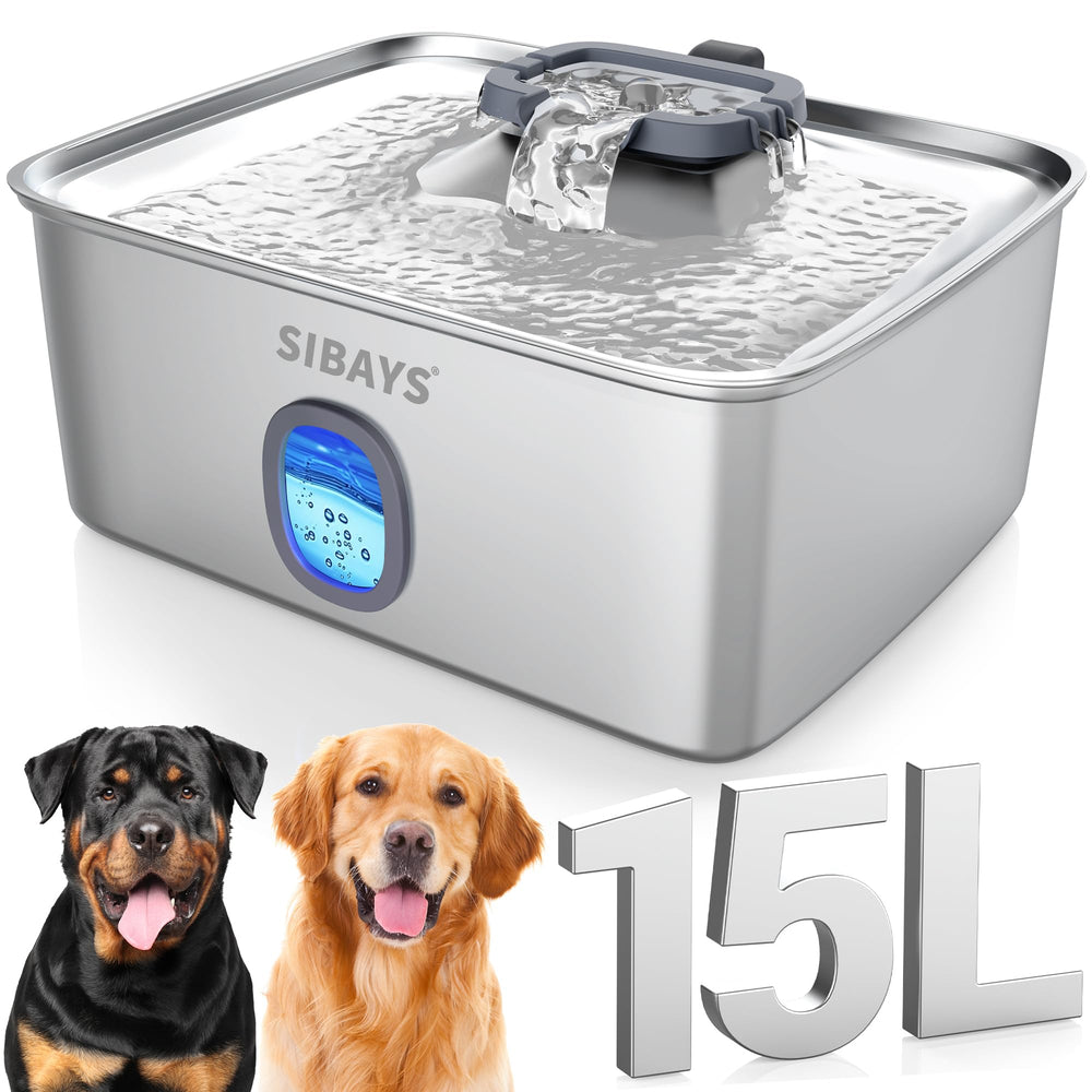 Fuente SIBAYS para perros grandes con ventana y luz azul para ver el nivel