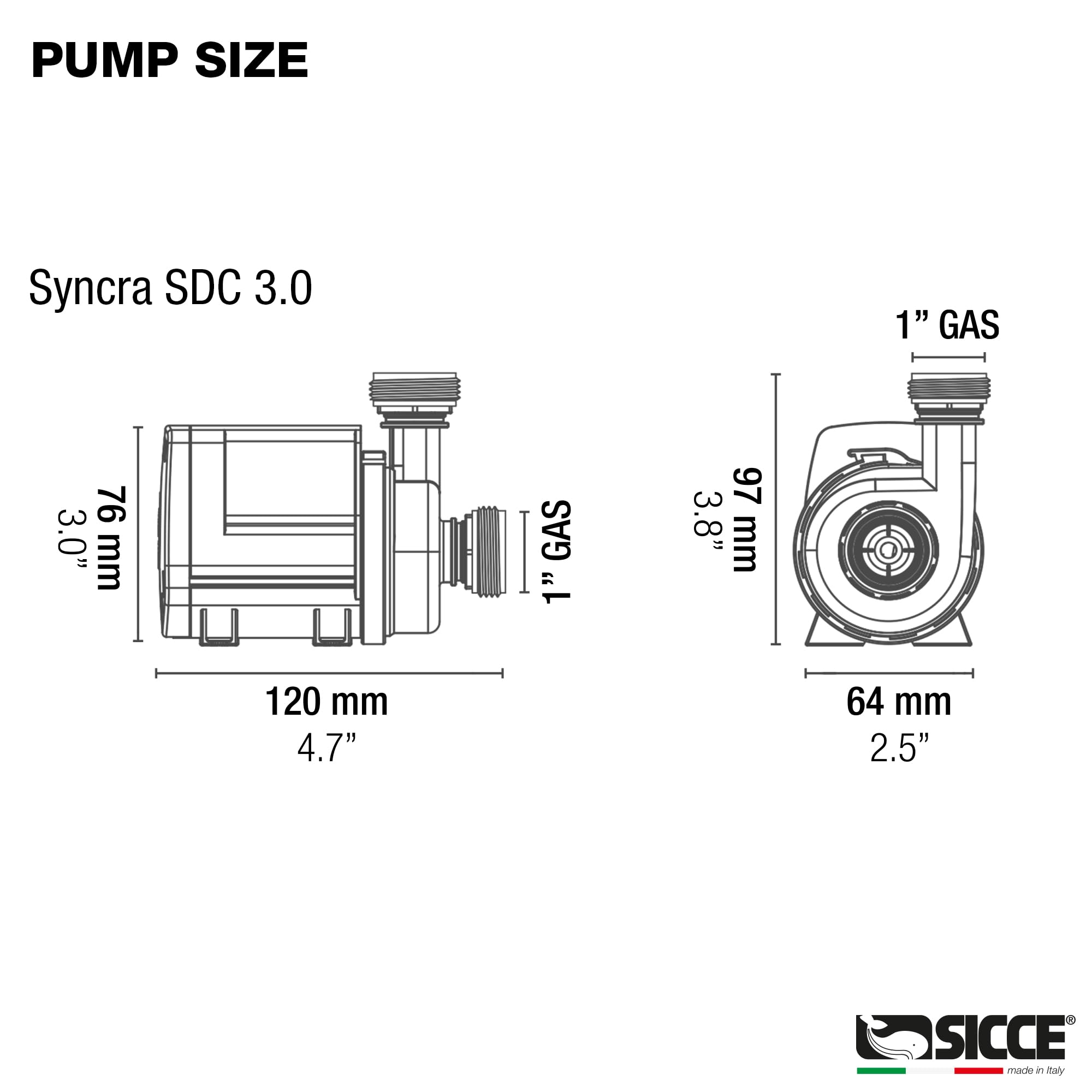 Sicce Syncra SDC 3.0 ajuste de velocidad preciso para adaptar el caudal.