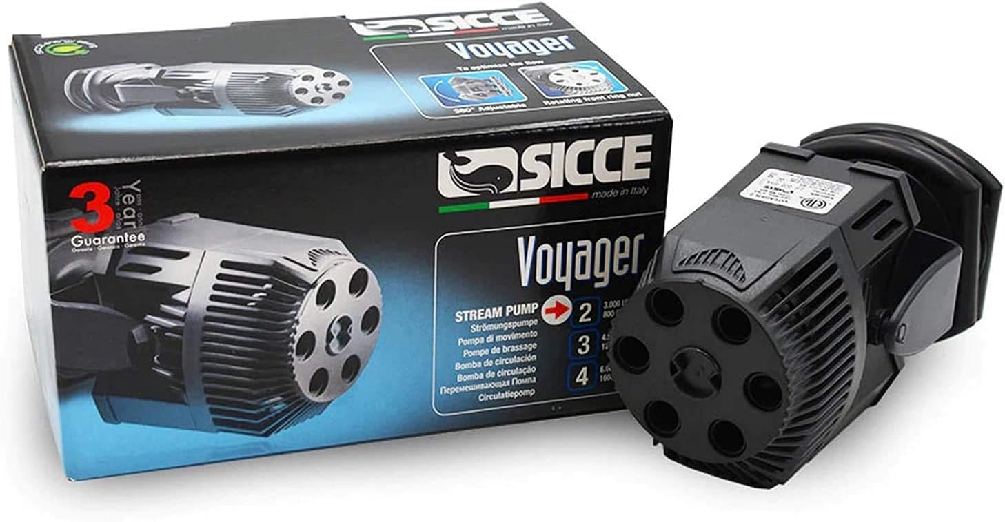 Sicce Voyager 2: bomba de flujo 360° para acuarios, ideal para tanques de 15 a 90 galones