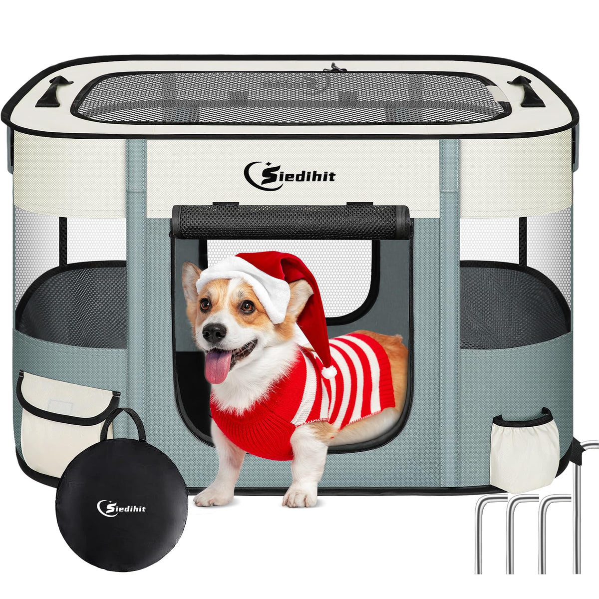 Cercado Siedihit para perro plegable ofrece vista de 360° y seguridad.