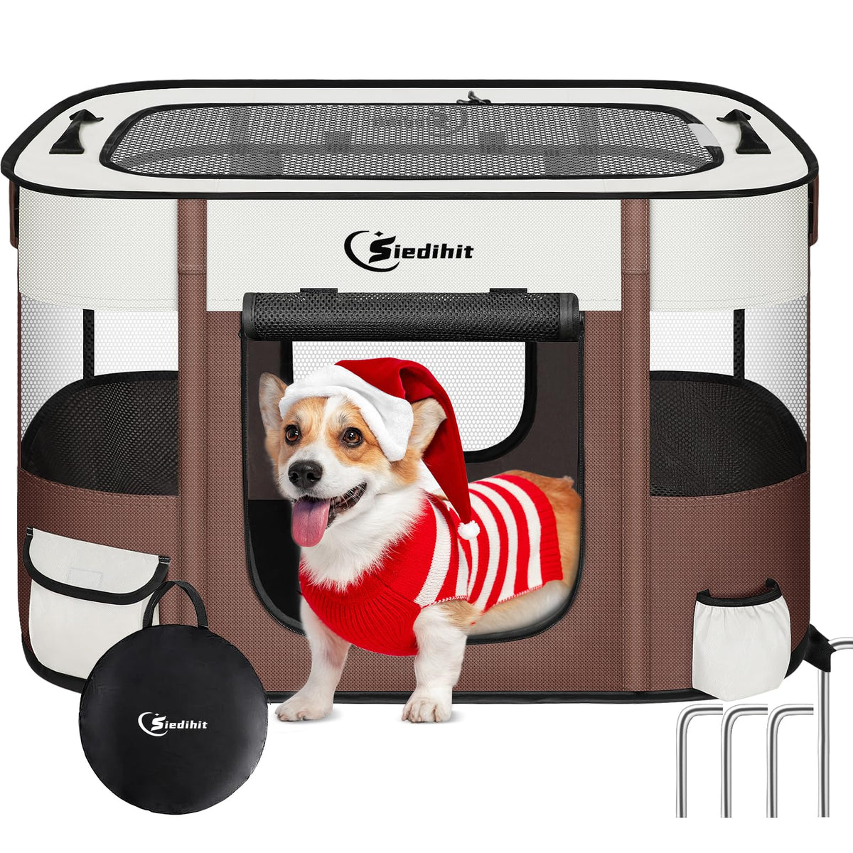 Siedihit jaula para mascotas en exterior, ideal para viajes y descanso al aire libre.