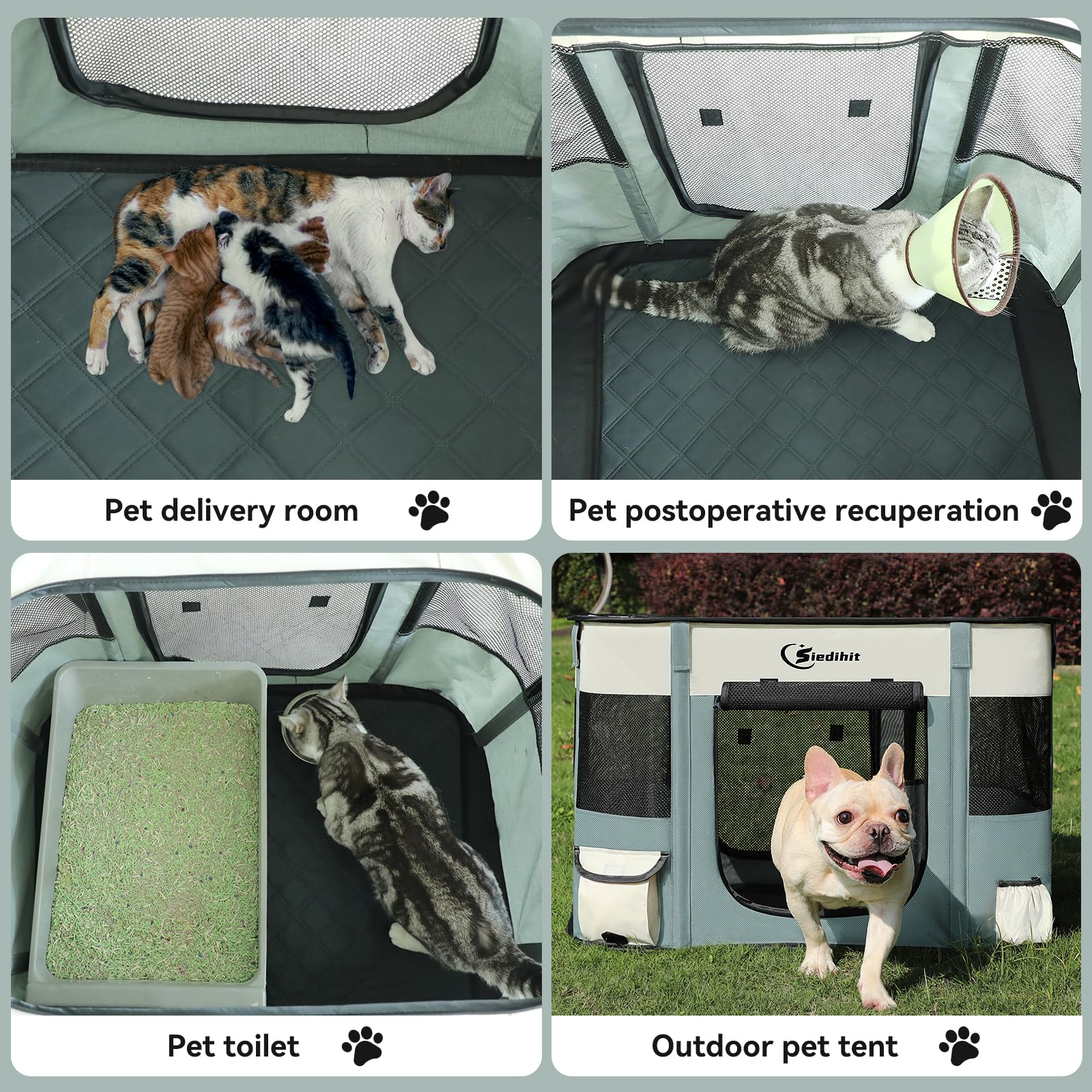 Jaula Siedihit plegable para mascotas con acceso rápido.