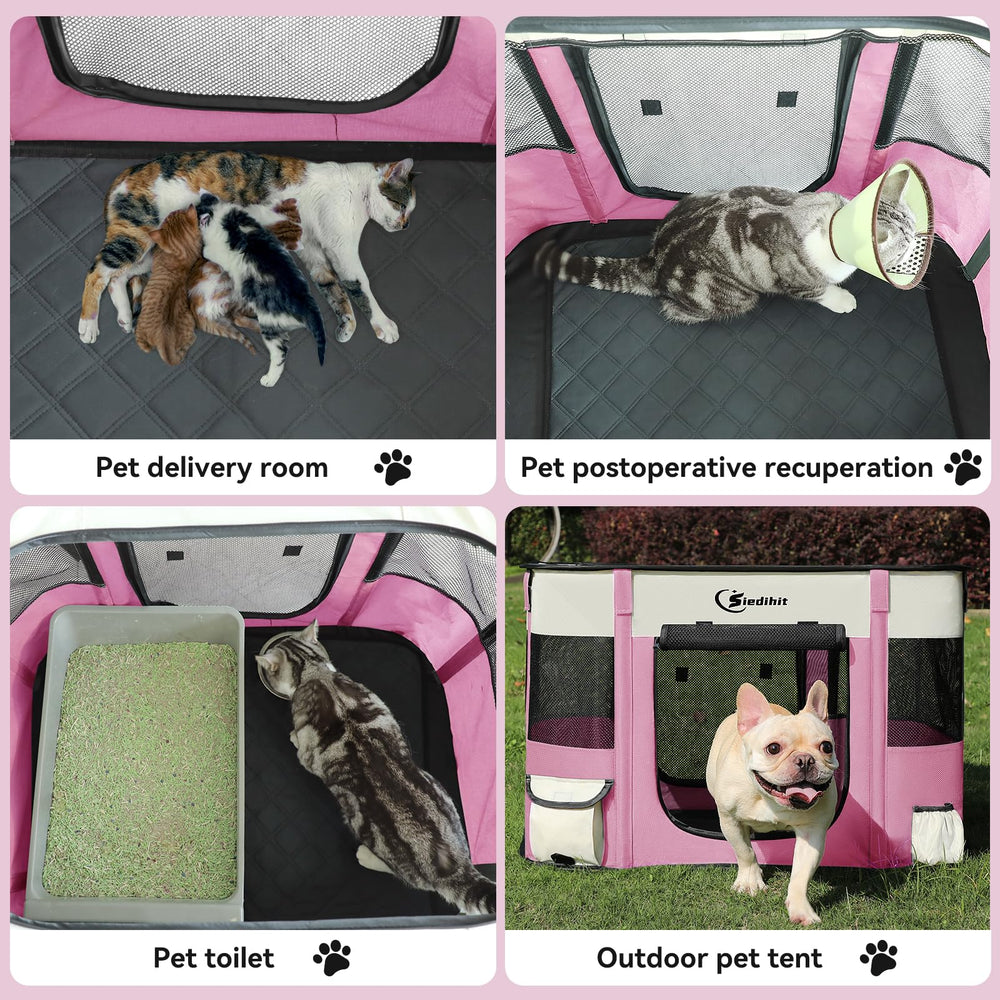 Siedihit Jaula portátil rosa para mascotas en interiores