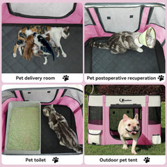 Siedihit Jaula portátil rosa para mascotas en interiores