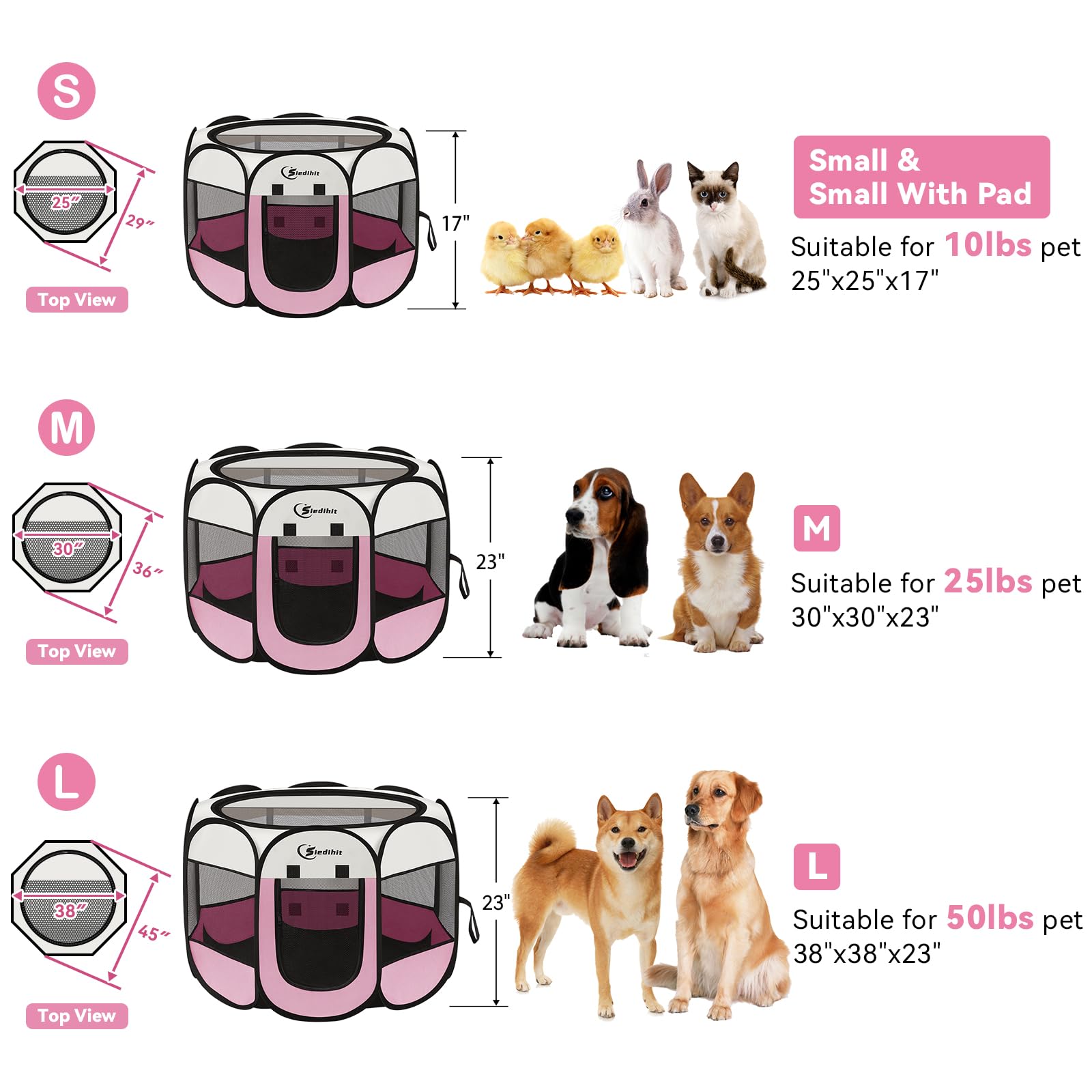 Siedihit jaula rosa para mascotas multiusos