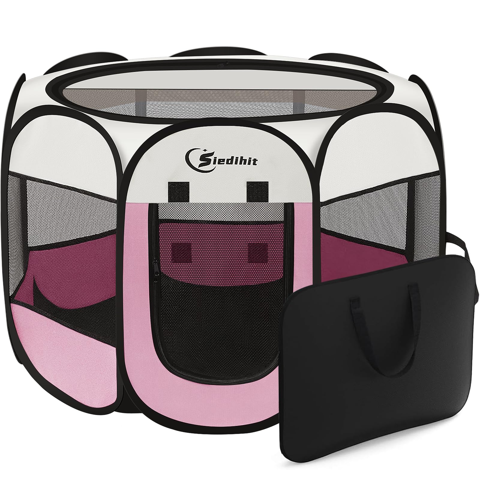 Siedihit jaula rosa para perros y gatos, segura y ventilada para casa