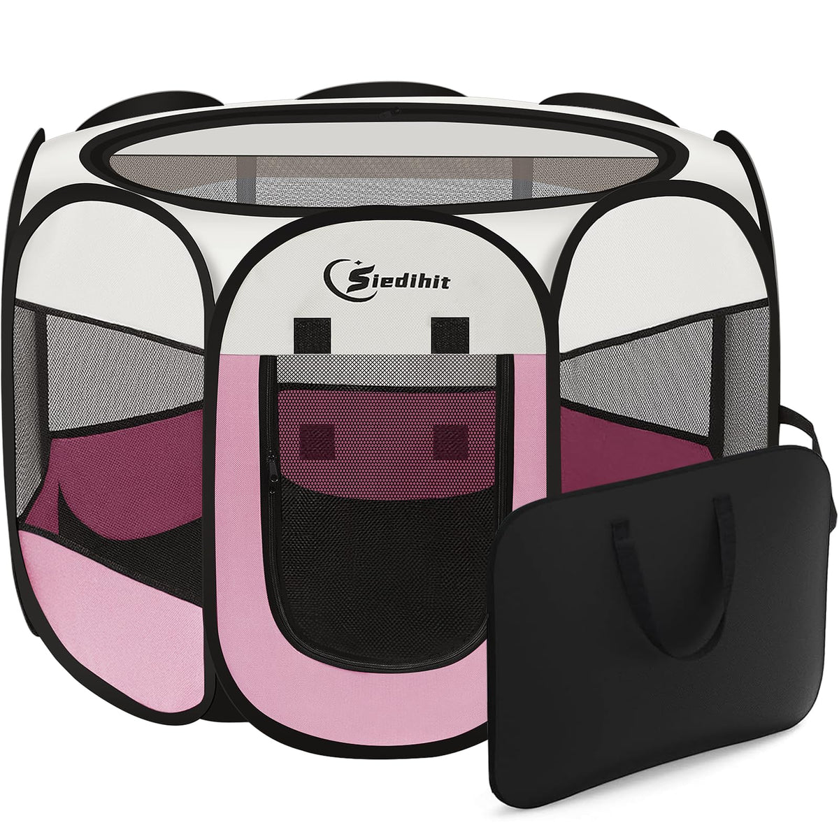 Siedihit jaula rosa para perros y gatos, segura y ventilada para casa