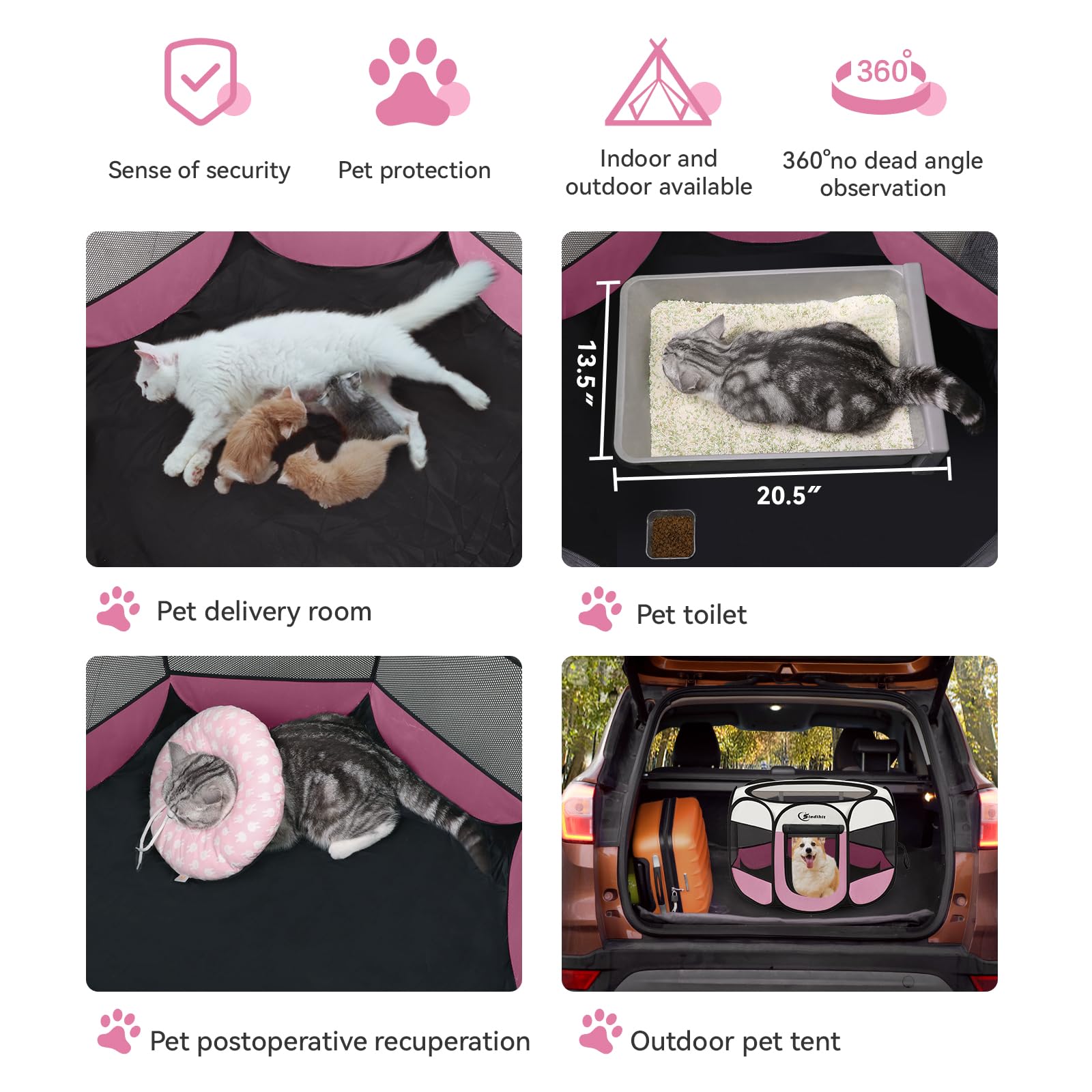 Siedihit jaula rosa portátil con bolsa, ideal para viajes con mascotas.