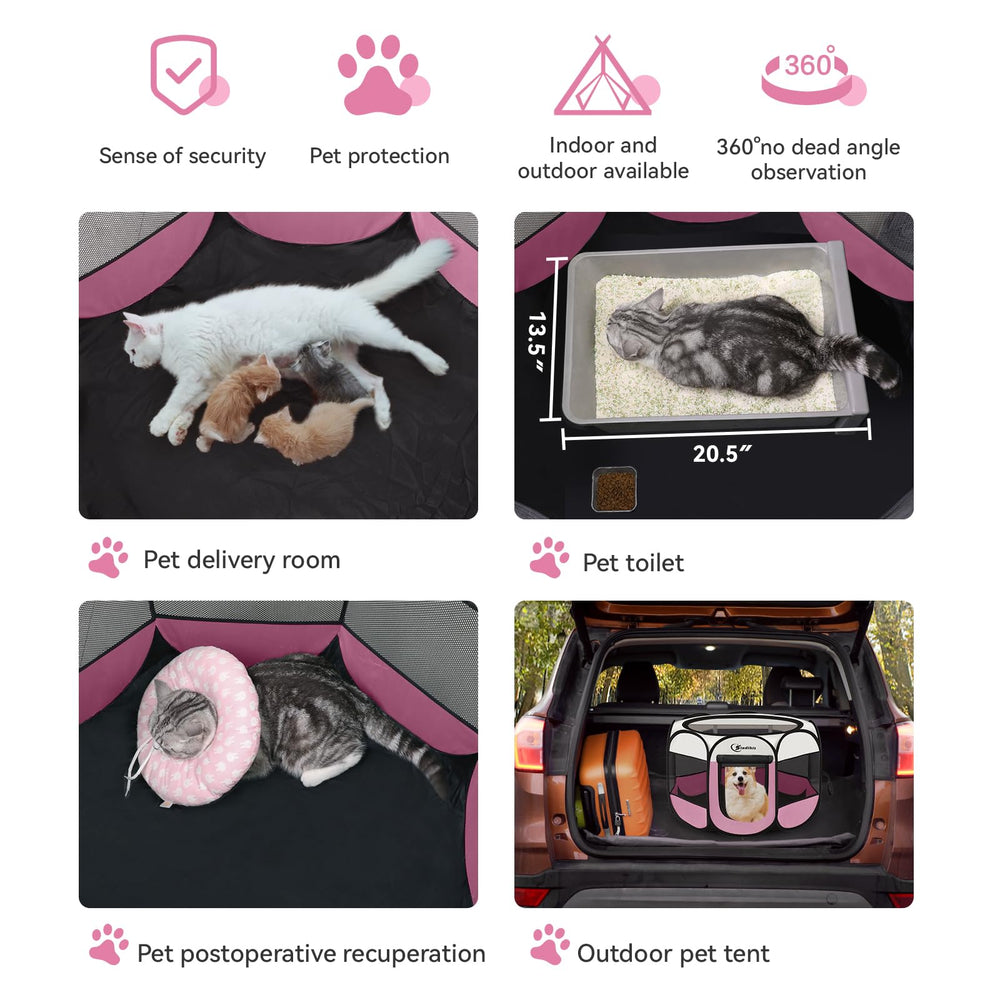 Siedihit jaula rosa portátil con bolsa, ideal para viajes con mascotas.