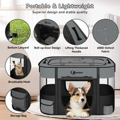 Siedihit Playpen con acceso frontal, entrada fácil para mascotas