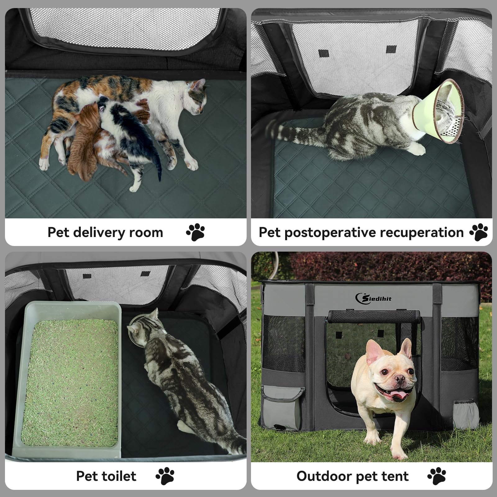 Siedihit Playpen para conejo, interior cómodo y compacto