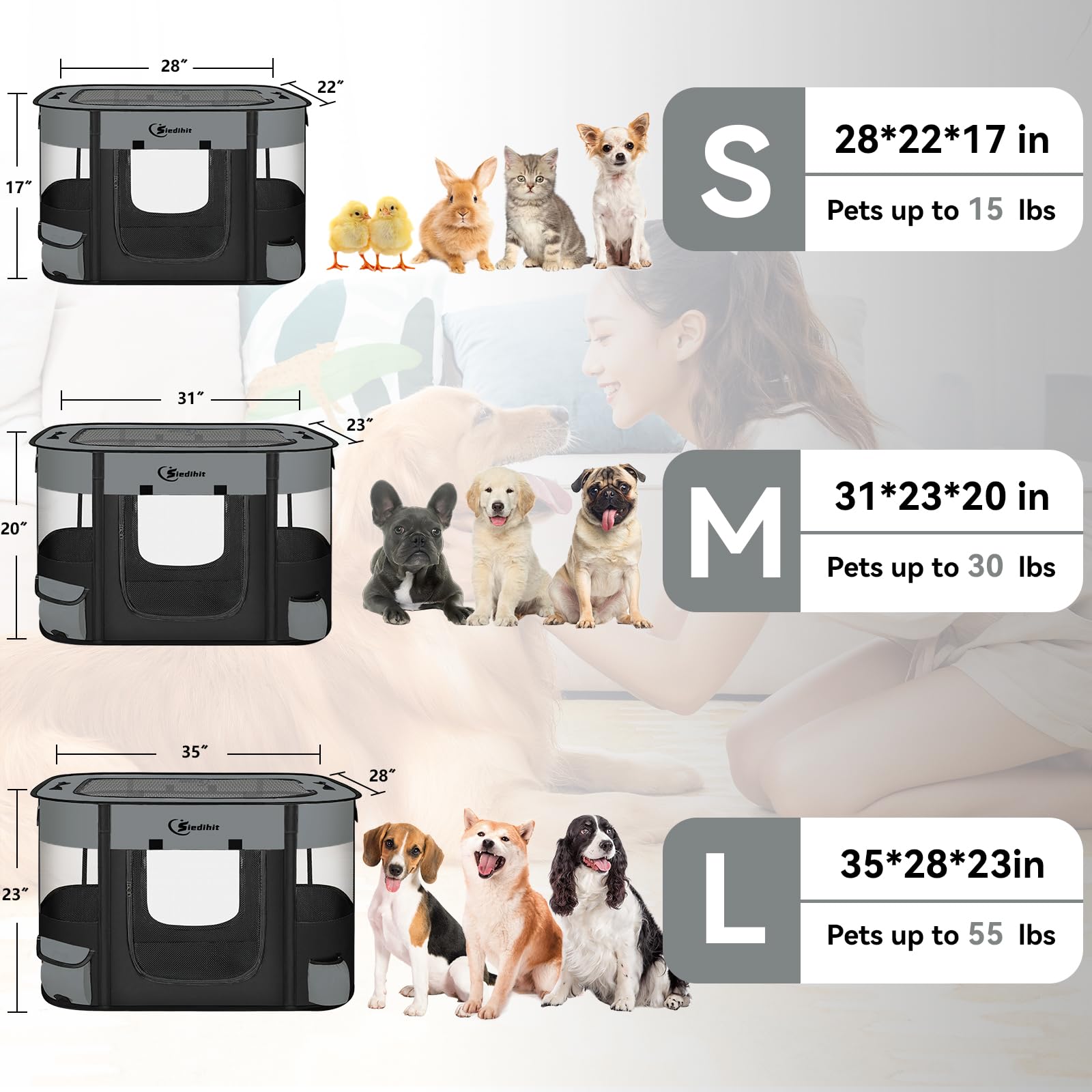 Siedihit Playpen para gato, interior amplio para juego seguro
