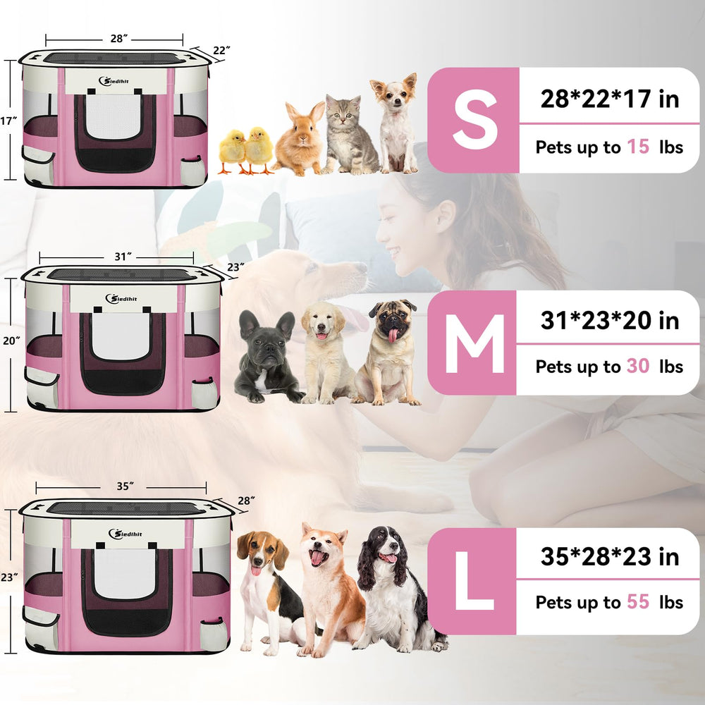 Siedihit Playpen para gato rosa, ideal para espacios pequeños