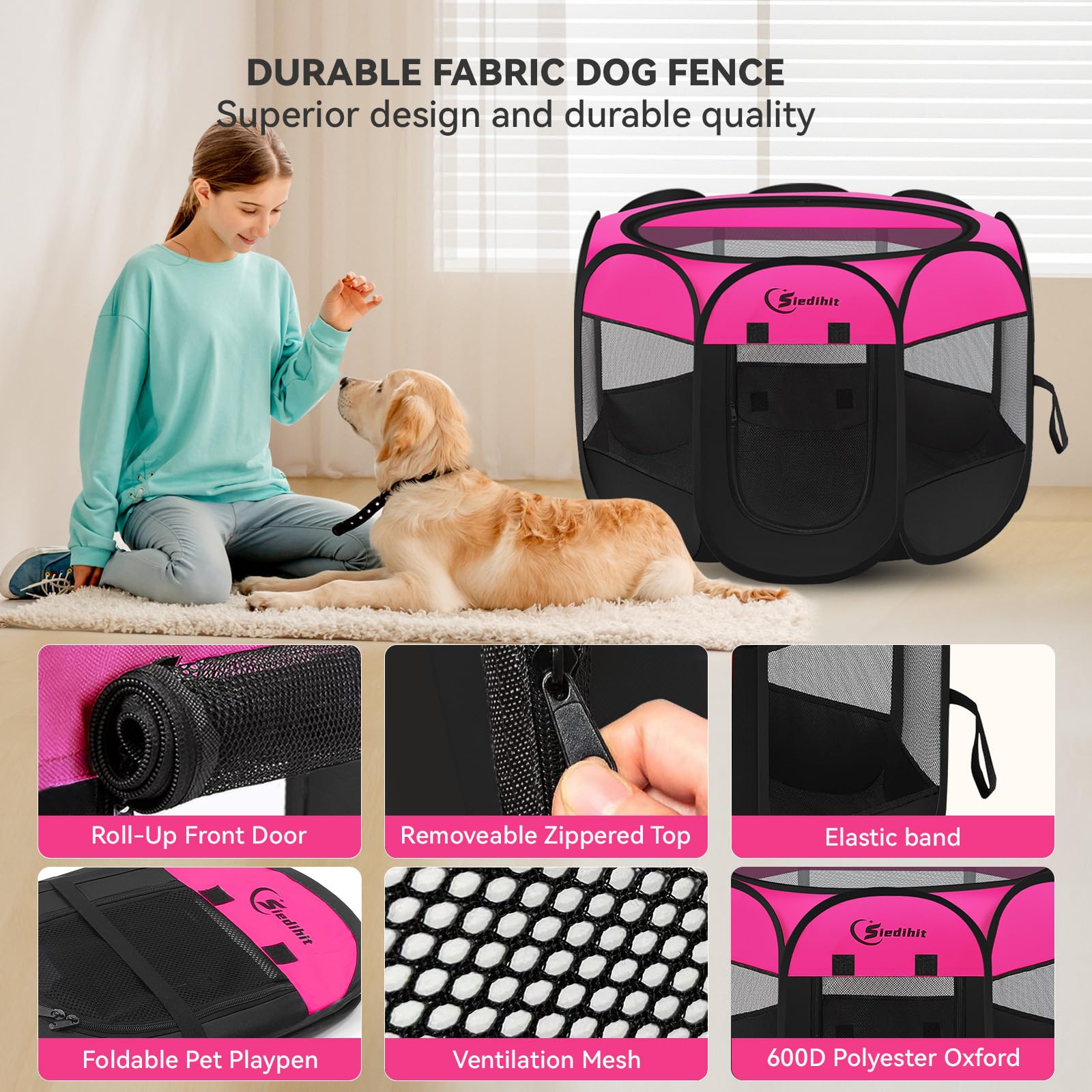 Siedihit Playpen para interior y exterior, ideal para viajes y visitas.
