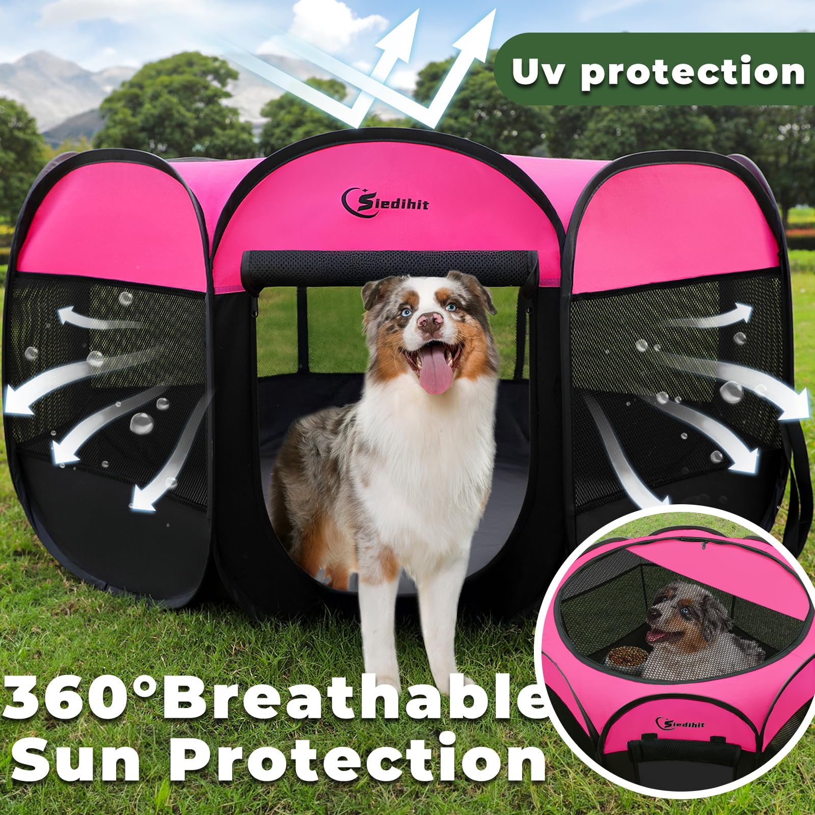Siedihit Playpen ventilación amplia para confort y vigilancia.