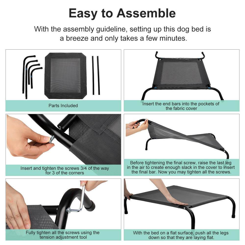 Cama elevada SIEMOUR de 41x26 pulgadas para perros medianos a grandes.