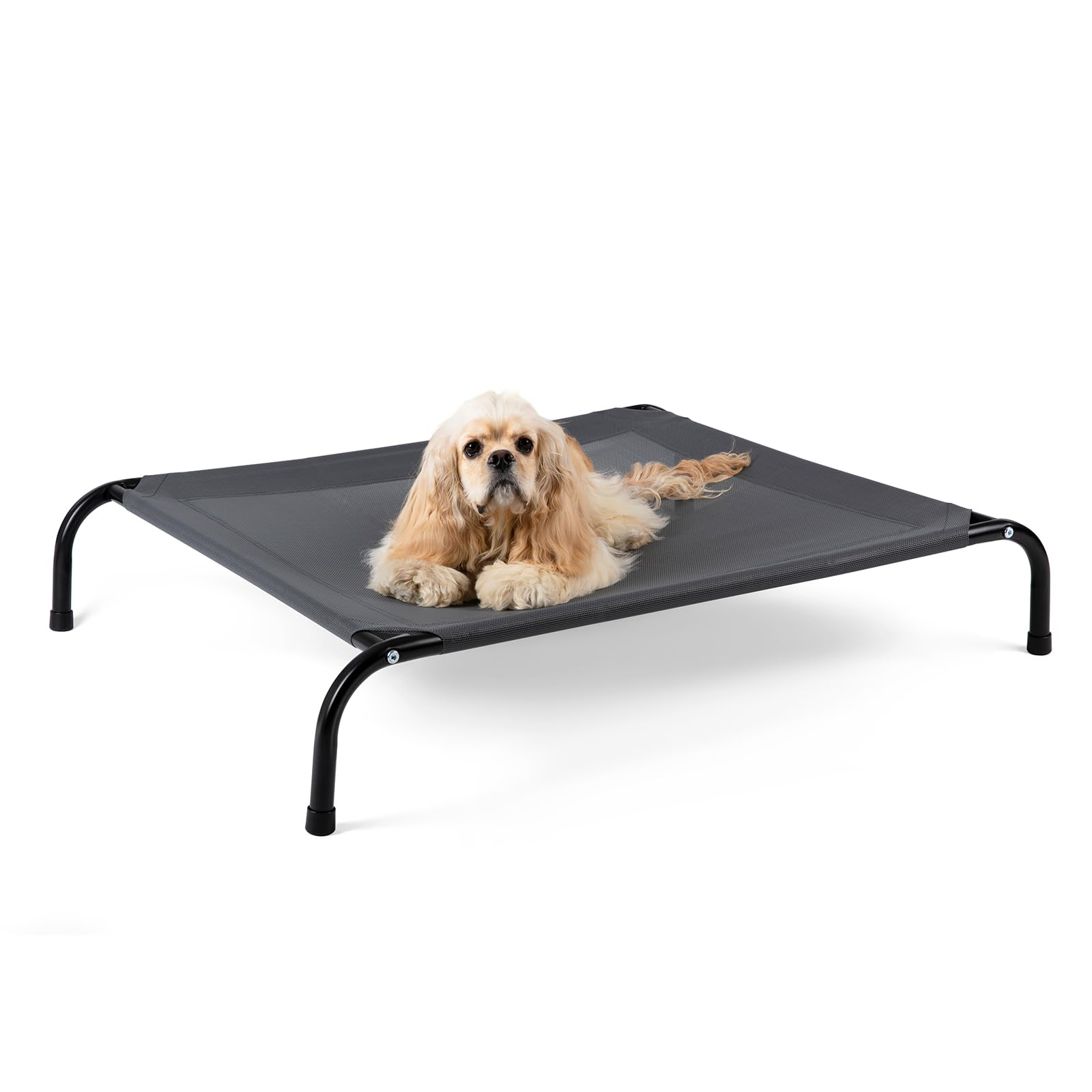 Cama para perros SIEMOUR elevada con malla transpirable para descanso fresco.