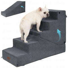 SIEMOUR escalera-rampa 2-en-1 para mascotas, subida suave y segura.