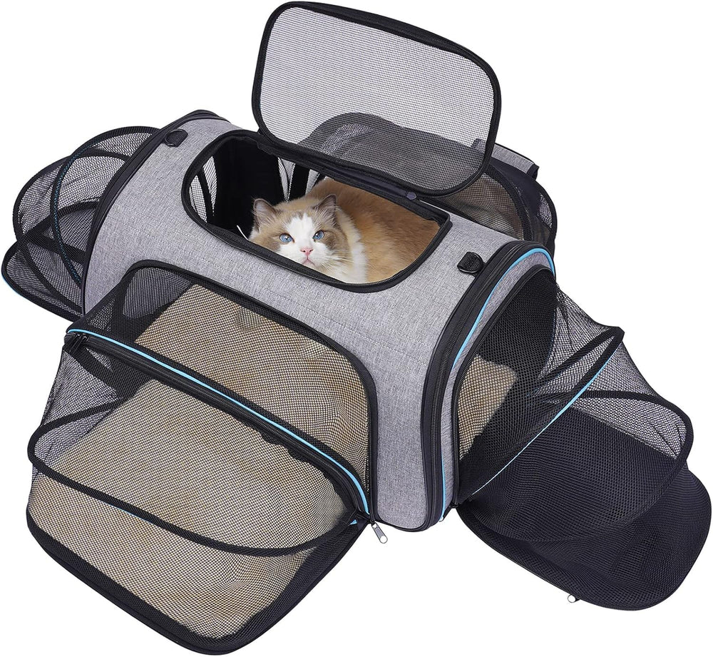 Siivton transportín para mascotas, lados expandibles para mayor comodidad durante el viaje.