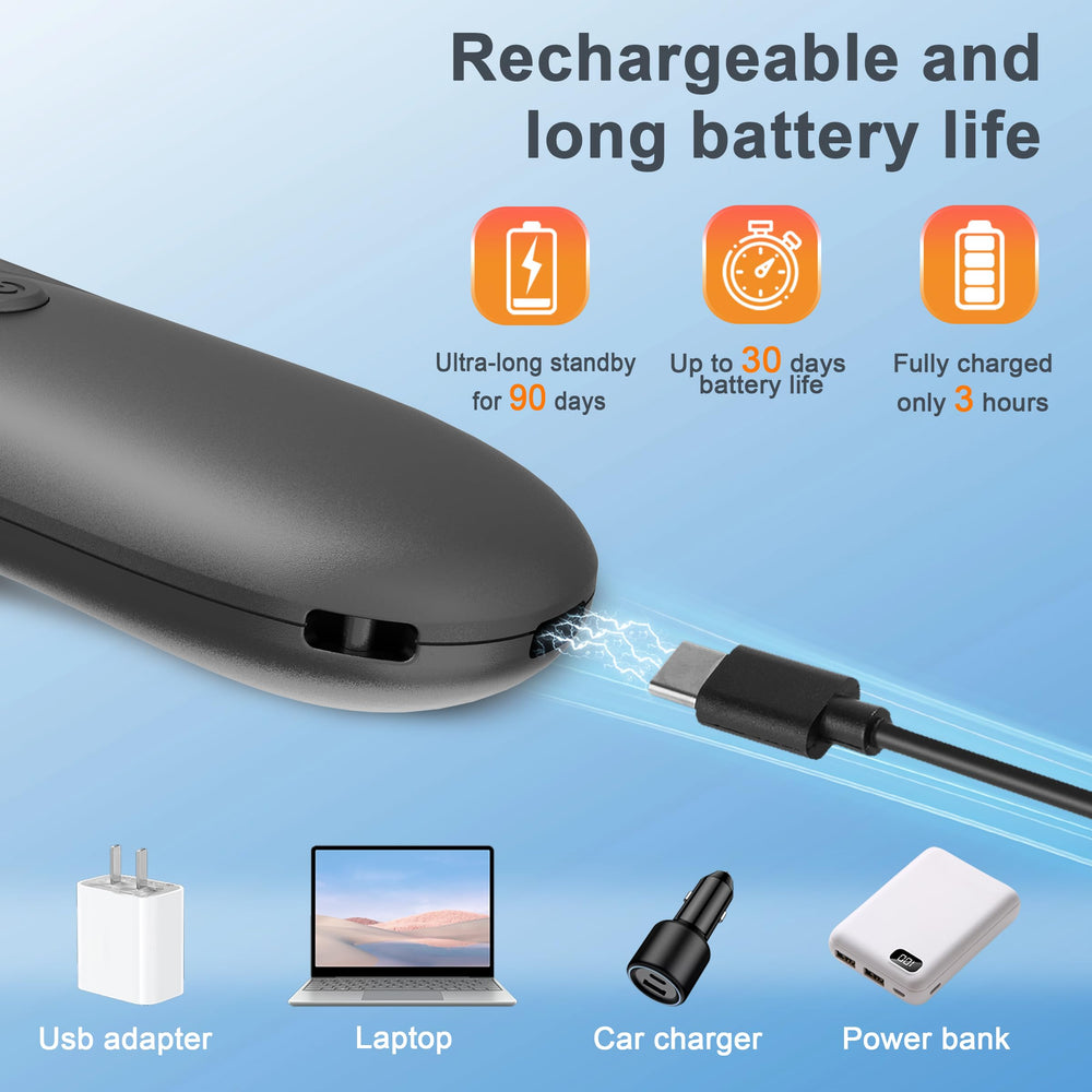 SILENTPAL batería recargable USB-C para uso continuo.