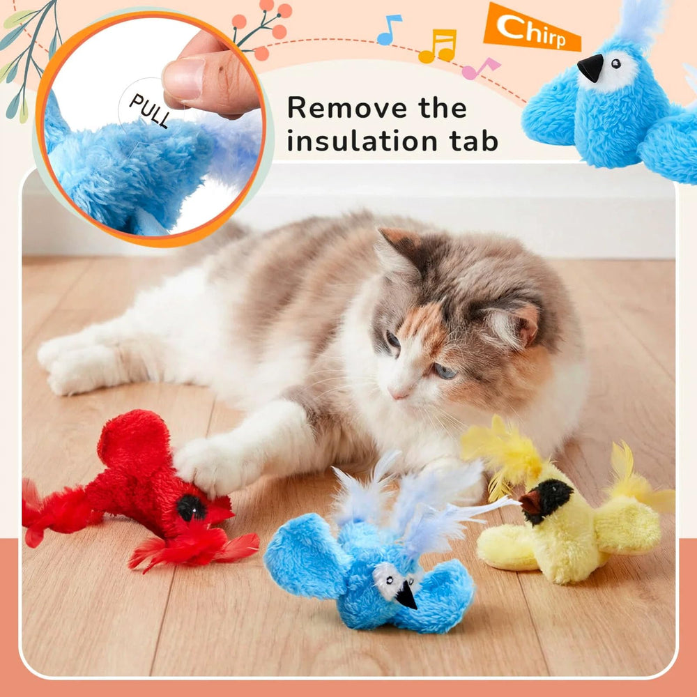 SilTriangle pajaros-gato-suave-duradero: peluche resistente para mordidas suaves.