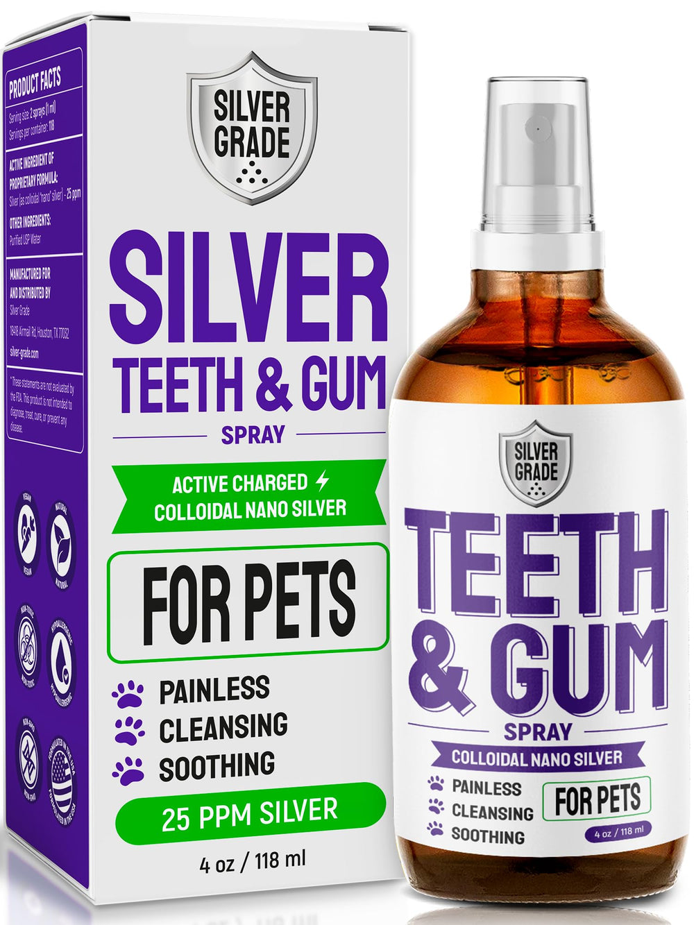 SILVER GRADE Spray dental para perros y gatos, aliento más fresco.